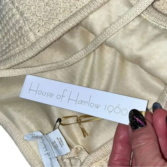 NWT women’s House of Harlow 1960 yea tan Crochet Knit Dress Maxi Boho Sz medium - Picture 5 of 6